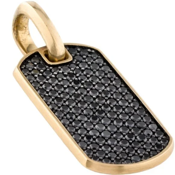 DAVID YURMAN 18K 750 YELLOW GOLD DIAMOND CHEVRON TAG PENDANT